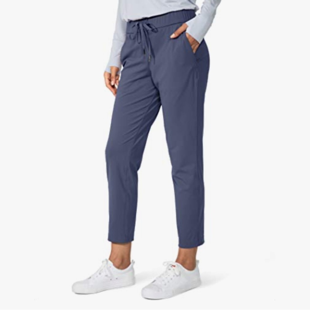 Gray blue Ankle-Length Drawstring Pants